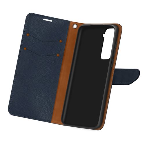 Housse pour Samsung Galaxy S21 Folio Portefeuille Support Vidéo Dragonne Bleu nuit