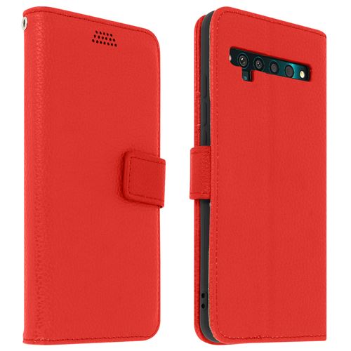 Avizar Housse pour TCL 10 Pro Porte-carte Fonction Support Vidéo Dragonne Rouge