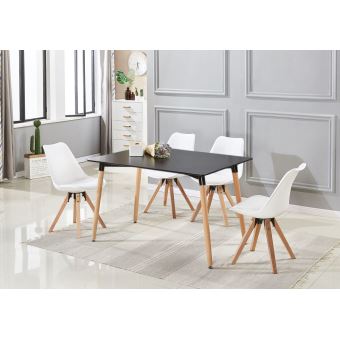 Ensemble Table Et Chaise Salle à Manger Ensemble Table A Manger Noire Et 4 Chaises Blanches Scandinaves Sofia Halo Achat Prix Fnac