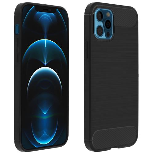 Avizar Coque pour iPhone 12 Pro Max Protection Souple Carbone Métal Brossé Noir