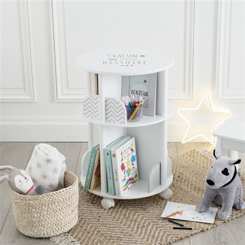 Bibliothèque enfant ronde Douceur - Diam. 40 x H. 59 cm - Gris