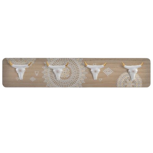 Porte manteaux thème Indien en bois 4 supports - 48 x 9 cm