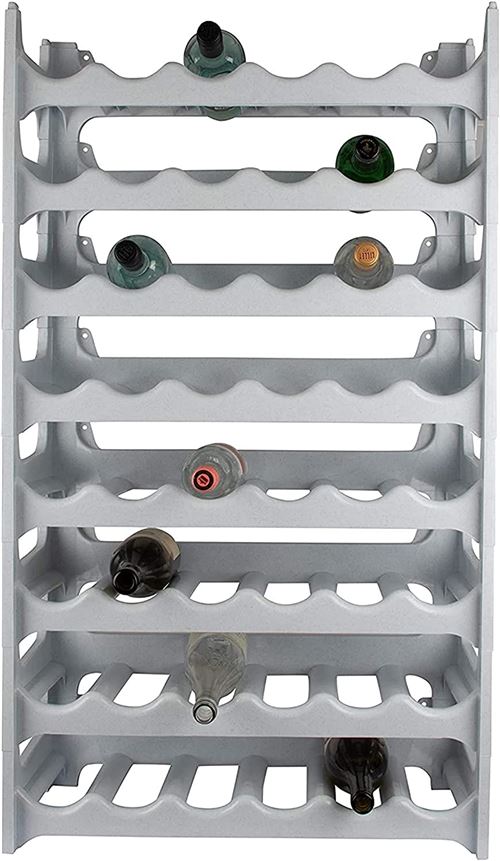 Cave à vin modulable, Étagère à bouteille, Casier à bouteille, Range bouteille, Porte bouteille (48 emplacements de bouteilles, Gris Granite)
