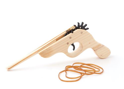 Funtime pistolet en bois avec bande élastique 18 cm