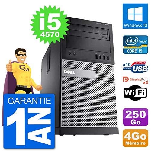 Dell PC Tour 9020 Intel Core i5-4570 RAM 4Go Disque Dur 250Go Windows 10 WiFi (Reconditionné)