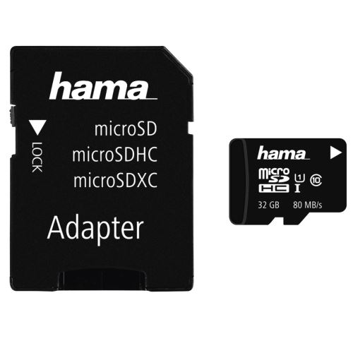 Hama Micro SDHC 32GB classe 10 UHS-I 80 MB/s + adaptateur/photo