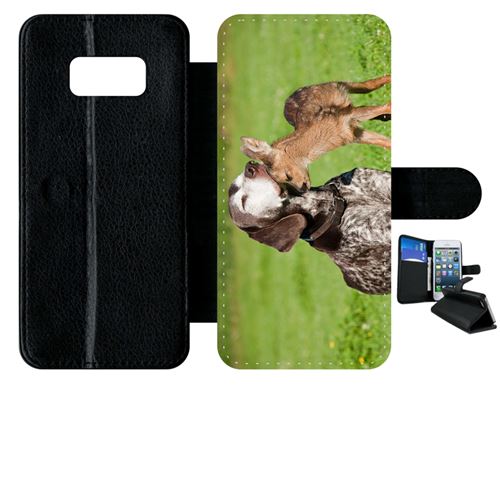 Etui à rabat samsung galaxy s8 chien et petit chevreuil