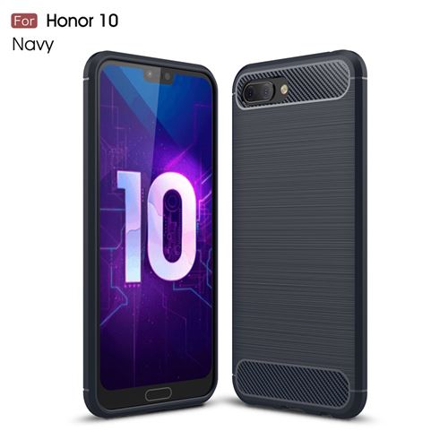 Coque en TPU fibre de carbone bleu foncé pour votre Huawei Honor 10