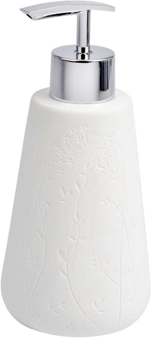 Wenko 22633100 Distributeur de Savon Flora, Céramique, Blanc, 8 x 8 x 18 cm