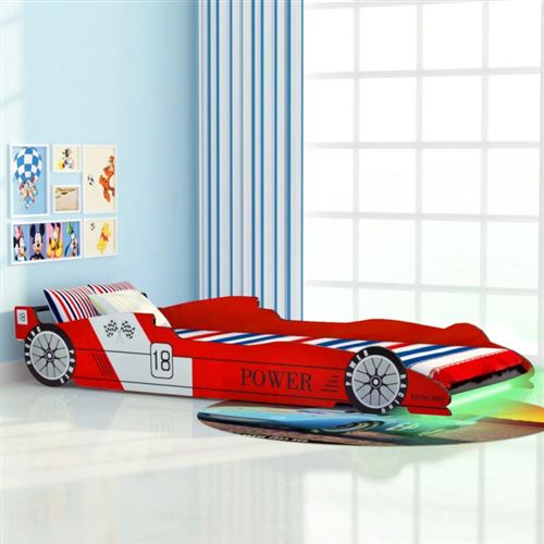 vidaXL Kinder raceauto bed met LED-verlichting 90x200 cm rood
