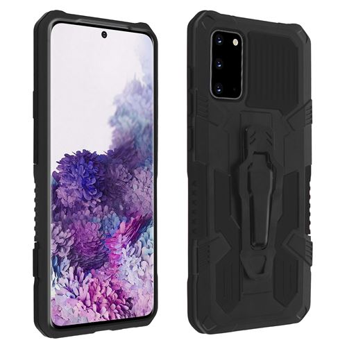 Avizar Coque pour Samsung Galaxy S20 Antichoc Béquille et Clip Ceinture Métallique Noir