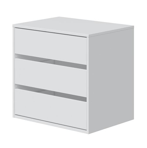 Commode avec 3 tiroirs coloris blanc - largeur 57 x hauteur 60 x profondeur 44 cm -PEGANE-
