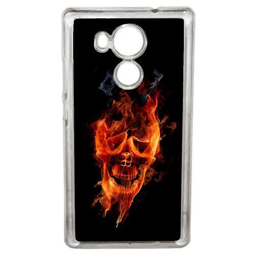 Coque crane en feu fire skull compatible huawei mate 8 transparent