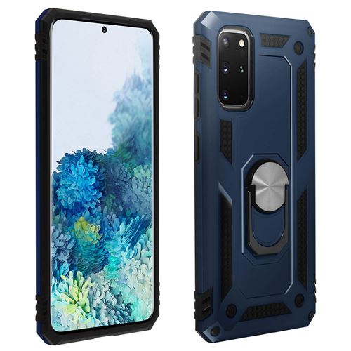 Coque pour Samsung Galaxy S20 Plus Antichoc bi-matières avec Bague Support - Bleu Nuit