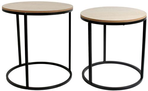 The Home Deco Factory - Tables assorties rondes bois et métal design (Lot de 2)