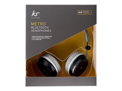 KitSound Metro - Koptelefoon met micro - over oor - Bluetooth - draadloos - zwart