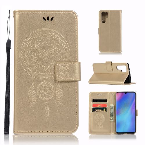 Etui en PU hibou capteur de rêves or pour votre Huawei P30 Pro