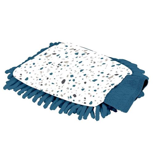 Paris Prix - Gant Microfibre terrazzo 23cm Blanc & Bleu