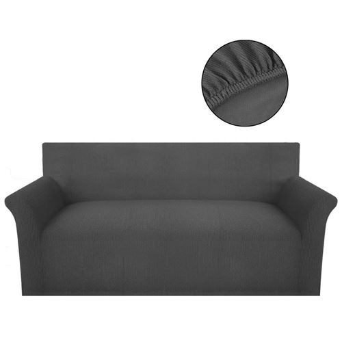 vidaXL housse de canapé tissu tricoté en polyester extensible gris
