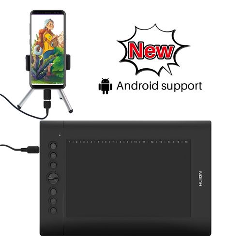 Tablette Graphique Huion H610 Pro V2 Améliorée Avec Stylet Sans Pile - Supportant à Android/Windows - 8192 Niveaux de pression