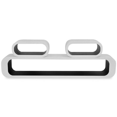 Wandplanken kubus MDF zwevend voor boeken/dvd wit-zwart 3 st