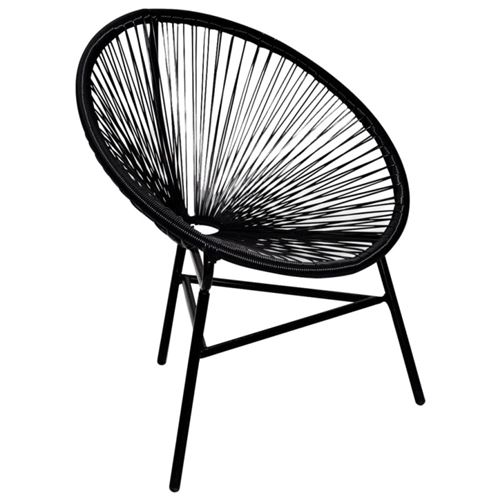 Chaise de jardin forme de lune R&eacute;sine tress&eacute;e Noir