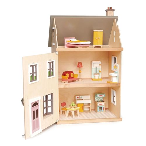 Tender Leaf Toys villa de maison de poupée avec mobilier 16 pièces