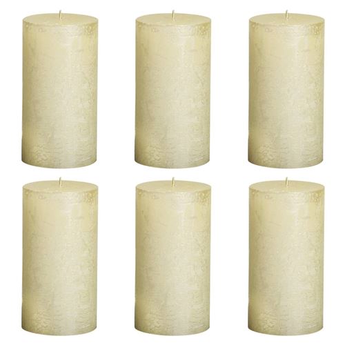 Bolsius Bougies pilier rustiques 6 pcs 130x68 mm Ivoire