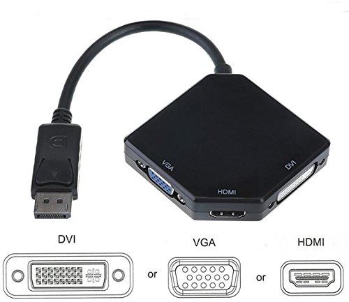 CABLING® adaptateur DisplayPort Mâle vers HDMI VGA DVI(24+5) Femelle Adaptateur DP Résolution 4K et 1080P pour PC, Noir
