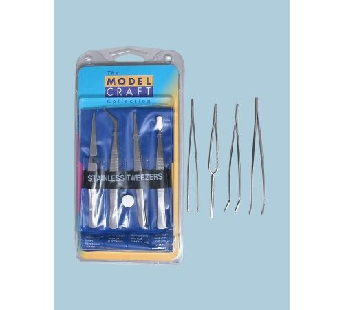ModelCraft PTW5000 Set de 4 Brucelles inox