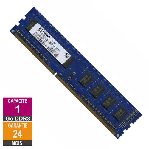 Barrette Mémoire 1Go Ram Ddr3 Elpida Ebj10Ue8Bdf0-Dj-F Pc3-10600U 1333Mhz 1Rx8