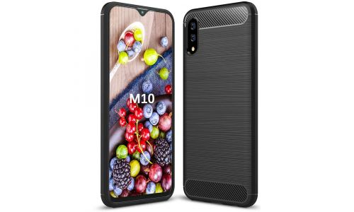 Coque pour Galaxy M10 coloris noir aspect carbone