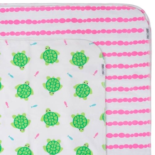 Couvertures flanelle (set de 2) - tortue/rose