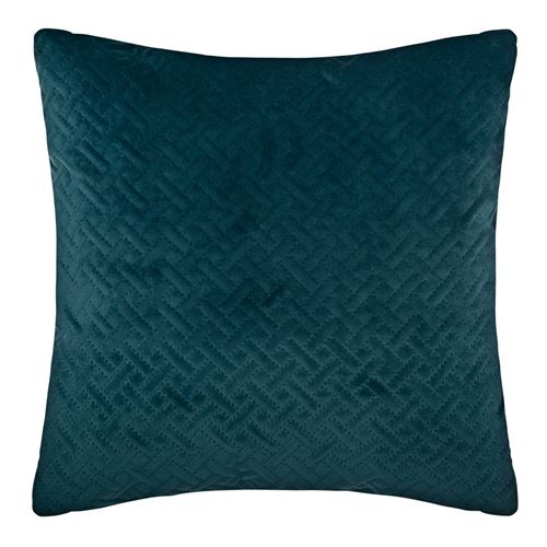 Coussin design en velours Dolce - L. 40 x l. 40 cm - Bleu canard