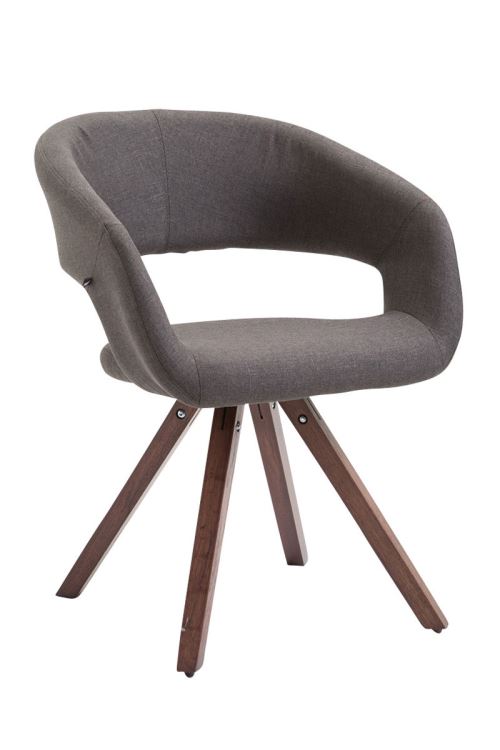 Chaise de salle à manger Suez tissu - Style scandinave - Piètement Noyer - Couleur Gris foncé