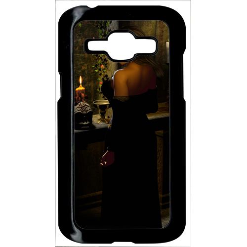 Coque Girl In Black Compatible Samsung Galaxy J1 Transparent