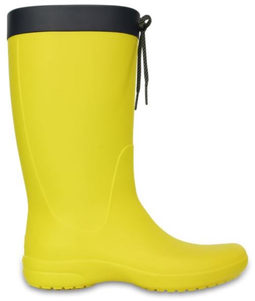 Crocs Freesail Rain Roomy Fit Femmes Bottes en Lemon 203541 7C1 [UK W3 US W5]