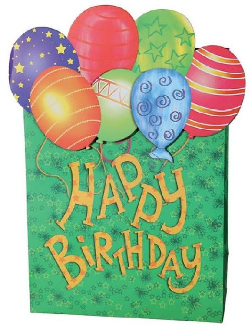 Sac cadeau anniversaire vert en papier 26 x 10 x 32 cm
