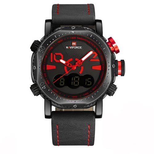 Quartz Numérique LED Noir+Rouge Montre Homme