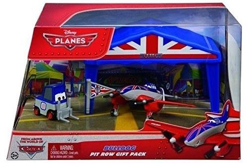Disney planes 2 : avion bleu et rouge bulldog - garage - stand de course pack 2 n°y5737 - cars