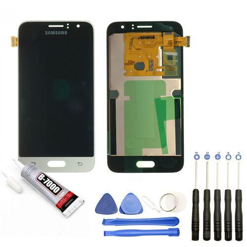Visiodirect® Ecran complet: Vitre + LCD compatible avec Samsung Galaxy J1 2016 SM-J120F OR+ Kit outils + Colle B7000 Offerte