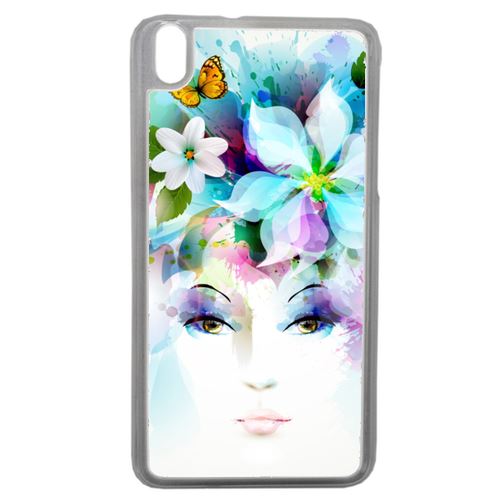 Coque Girl And Flowers Compatible Htc Desire 816 Transparent