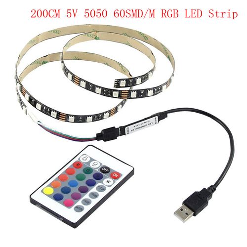 GENERIQUE - Bande LED RGB 5V - 5050 60SMD/M - Télécommande USB - Noir - Image 2
