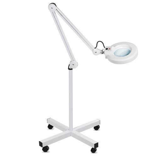 Maclean MCE152 Lampe loupe à LED sur pied roulant cosmétique Lampe de travail cosmétique Lampe cosmétique 3 (lentille 8 dioptrie)