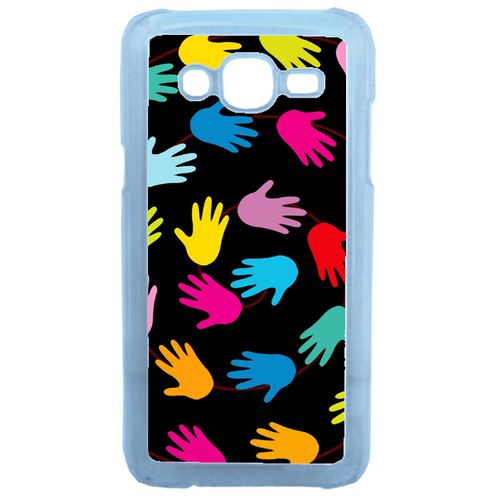 Coque Main Multicolor Sur Fond Noir Compatible Samsung Galaxy J5 Transparent