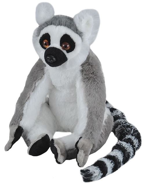 Peluche lemur catta de 30 cm gris blanc 10948