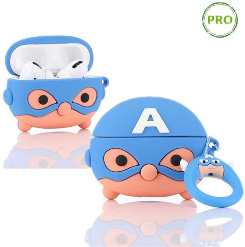 Coque en Silicone pour Airpods Pro Motif Dessin animé 3D (Capitaine Amérique)
