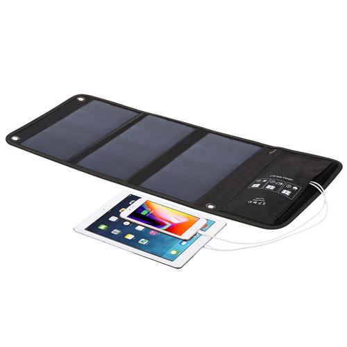 Chargeur Dual USB Appareils Panneau Solaire Portable Pliable 21W Étanche Noir - YONIS