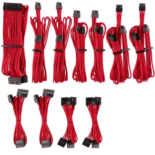 corsair corsair premium pro sleeved kabel-set (gen 4) - rot noir