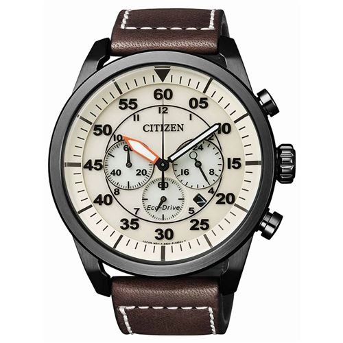 Montre Citizen Aviator Chrono CA4215-04W Eco-Drive - Marron et Beige